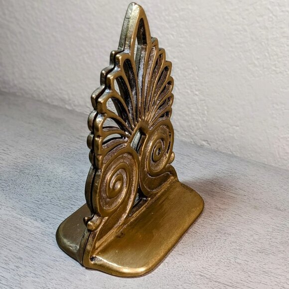 Vintage Art Deco Brass Scalloped Brass Shell Bookends - Picture 3 of 7